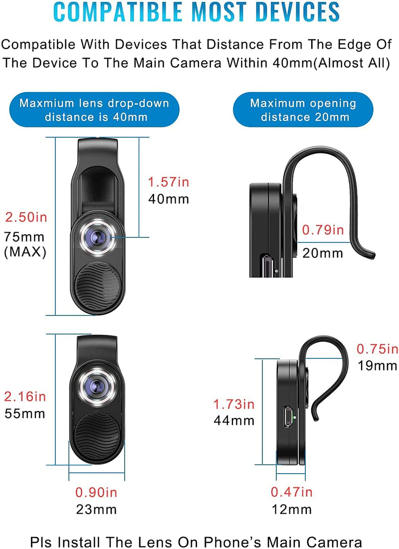 Apexel 100X Phone Microscope Mini Pocket Microscope for iPhone HD Optical Lens/Magnifying LED Light/Universal Clip Design The Best Choice to Enjoy Macrworld for Kids and Adults Black1 100 x