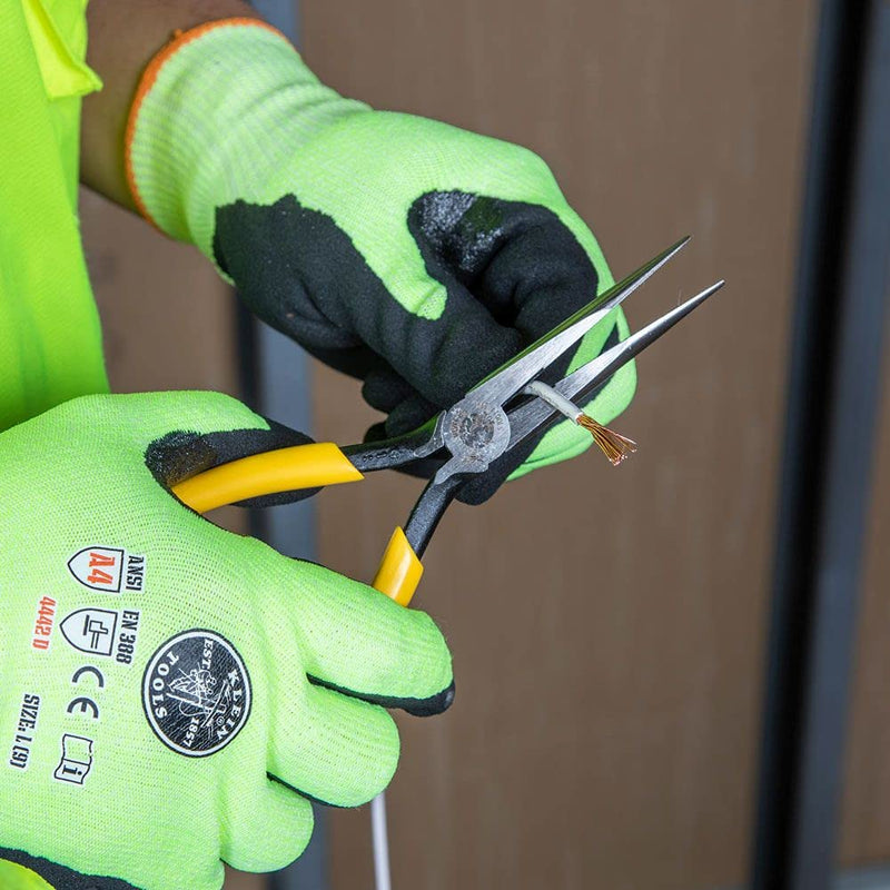 Klein Tools D203-7 Long Nose Side-Cutter Stripping Pliers, Induction Hardened and Heavier For Increased Cutting Power, 7-Inch