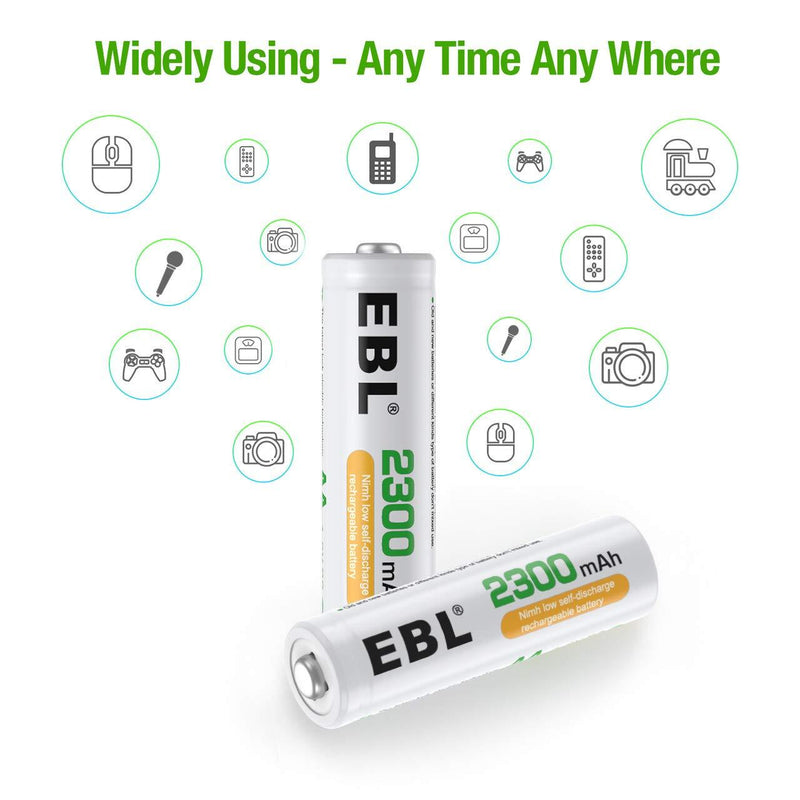 EBL Pack of 16 AA Batteries Rechargeable NiMH 2300mAh Everyday Battery 16 Count (Pack of 1)
