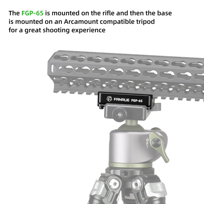 FANAUE FGP-65 Picatinny Arca-Swiss Compatible Rail Plate with Anti-Slip Slot, CNC Machined Aluminum,Tripod Dovetail Adapter Mount Picatinny Arca-Swiss - Classic style