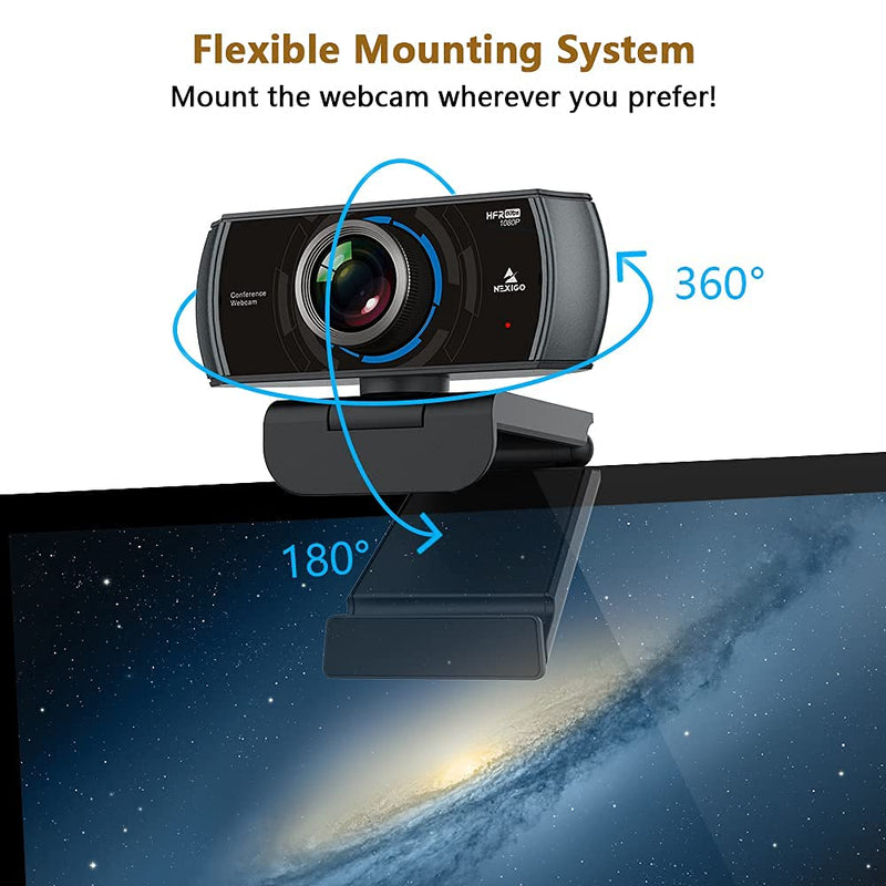 1080P 60FPS Webcam with Microphone and Software Control, 2021 NexiGo N980P USB Computer Camera, Built-in Dual Noise Reduction Mics, 120° Wide-Angle for Zoom/Skype/FaceTime/Teams, PC Mac Laptop Desktop