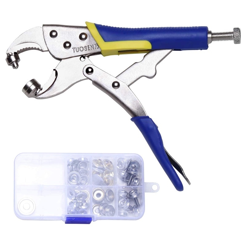 【Upgraded version】Snap Pliers Fastener Tool Kit Snap Installation Set Hand Tools for Fastening, Replacing Metal Snaps, Repairing Boat Covers, Canvas, Sewing, Tarps - YZS Blue