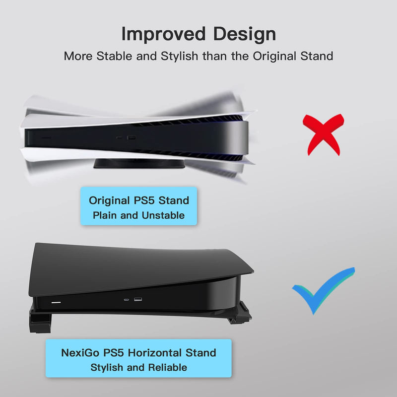 NexiGo PS5 Accessories Horizontal Stand, [Minimalist Design], PS5 Base Stand, Compatible with Playstation 5 Disc & Digital Editions, Black