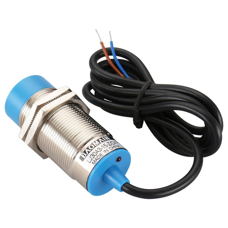 Baomain M30 Non-embedded Inductive Sensor Switch LJ30A3-15-Z/DX Cylindrical Type DC 10-30V 2 Wire 15mm NC(Normally Closed) CE