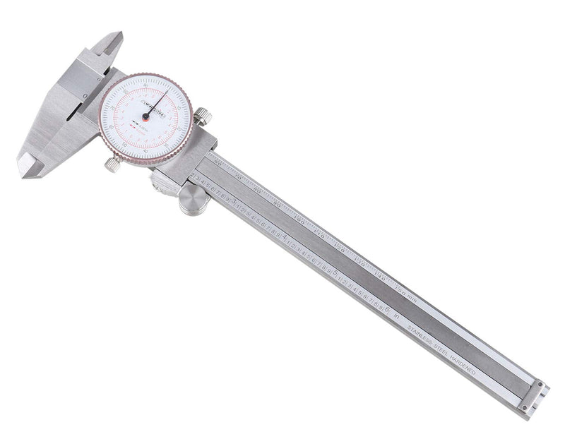 Accusize Industrial Tools 0-6''/0-150 mm by 0.001''/0.02 mm Inch/Metric Dual Needle Precision Dial Caliper Stainless Steel, P920-S236 0-6" / 0-150mm