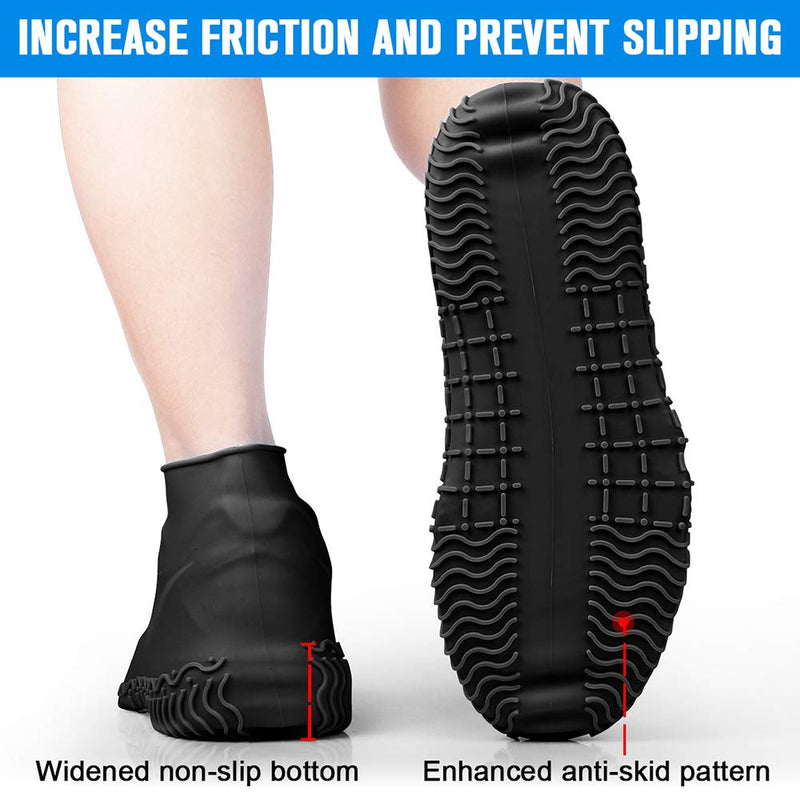 Shiwely Silicone Waterproof Shoe Covers, Upgrade Reusable Overshoes with Zipper, Resistant Rain Boots Non-Slip Washable Protection for Women, Men (L (Women 7.5-11, Men 6.5-10.5), Black) L (Women 7.5-11, Men 6.5-10.5)