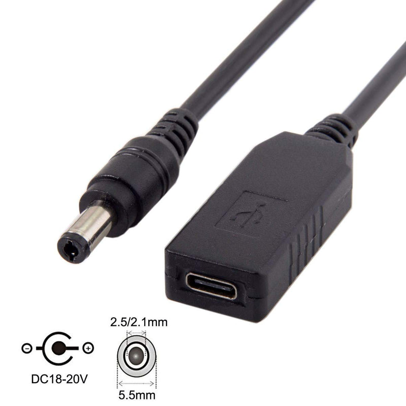 Cablecc USB 3.1 Type C USB-C to DC 20V 5.5 2.5mm & 2.1mm Power Plug PD Emulator Trigger Charge Cable for Laptop DC 5.5-2.5MM