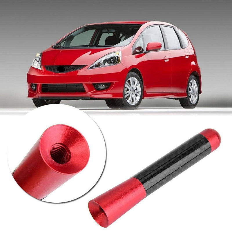 Acouto Car Antenna 3 Inch Carbon Fiber Universal Car Modification Screw Radio Antenna Short Car Antenna Aerial Replacement (Red) Red