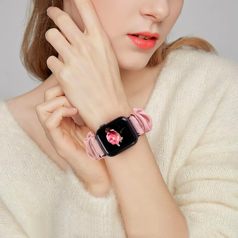 Fimpressiont 10 Packs Compatible with Apple Watch Bands Scrunchies 38mm 40mm 41mm 42 mm 44mm 45mm Women Girls Cute Cloth Pattern Printed Fabric Wristbands Straps Band for iWatch Series 8/7/6/5/4/3/2/SE 38mm/40mm/41mm-Small