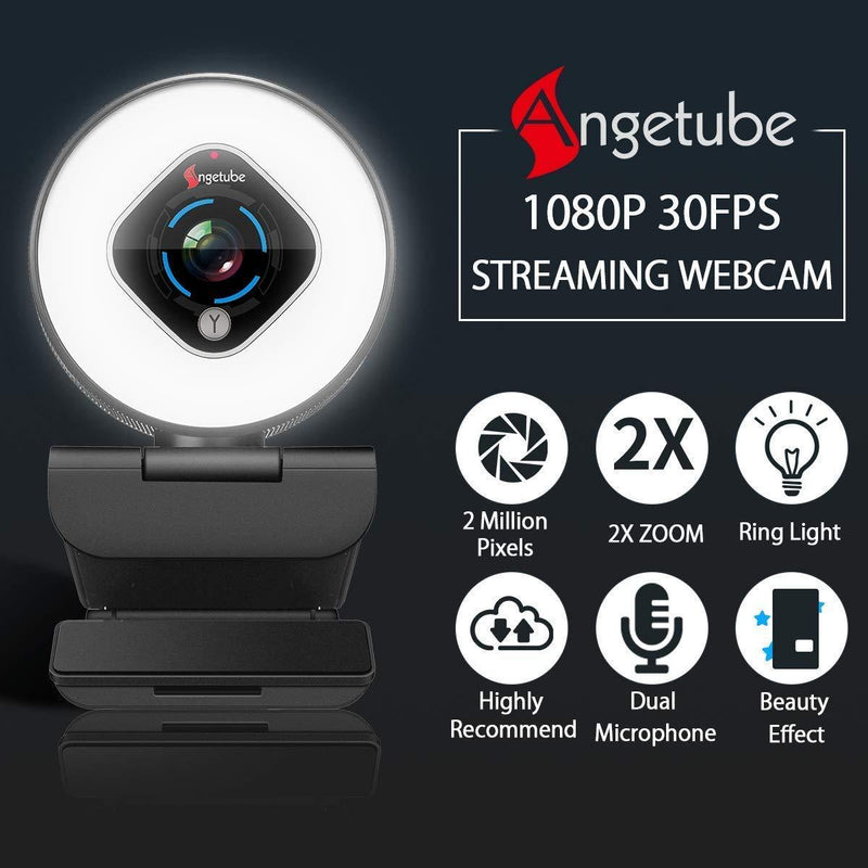 Streaming Webcam with Light - HD 1080P Autofocus Computer Camera with Microphone USB Camera with Digital Zoom for Xbox|PC|Desktop|Laptop|Gaming|Video Calling