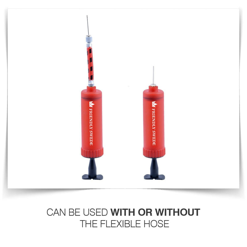The Friendly Swede Sports Ball Pump, Needles and Nozzles Included - Multipack Blue + Green + Red