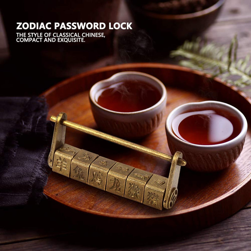 Retro Zinc Vintage Antique Chinese Old Jewelry Code Password Lock Padlock Lock Jewelry Box Padlock Hardware