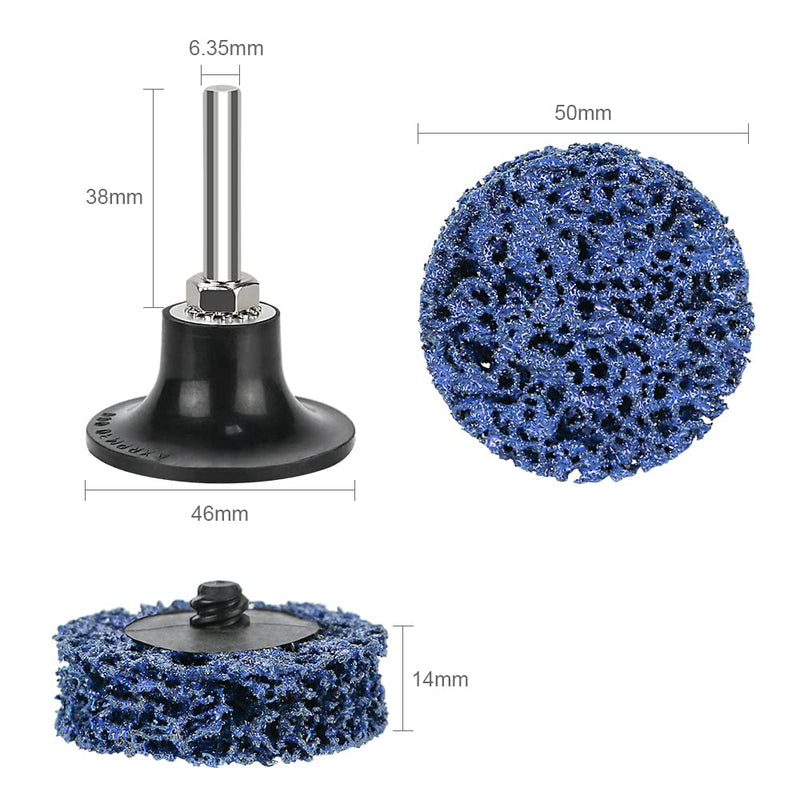 CSD disc grinding disc, cleaning disc set with disc pad holder, diameter 50 mm, coarse grinding disc, surface processing or paint removal, polishing for drilling, roller sanding disc (10 pieces, blue), 10 pieces - 50 mm