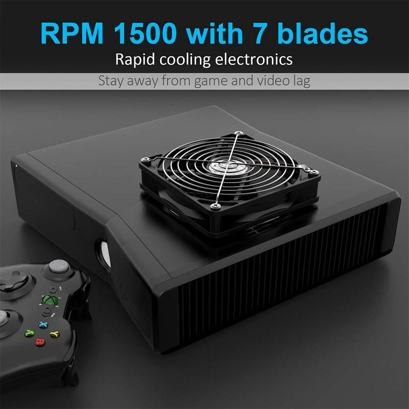 ELUTENG 120mm Fan with 3 Speed 5V USB Powered 120mm Case Fan 1500PRM Gaming PC Fan Portable Cooling Fan Suitable for Tablet TV Receiver Router DVR Play Station Xbox Computer and More USB Speed Fan 120mm