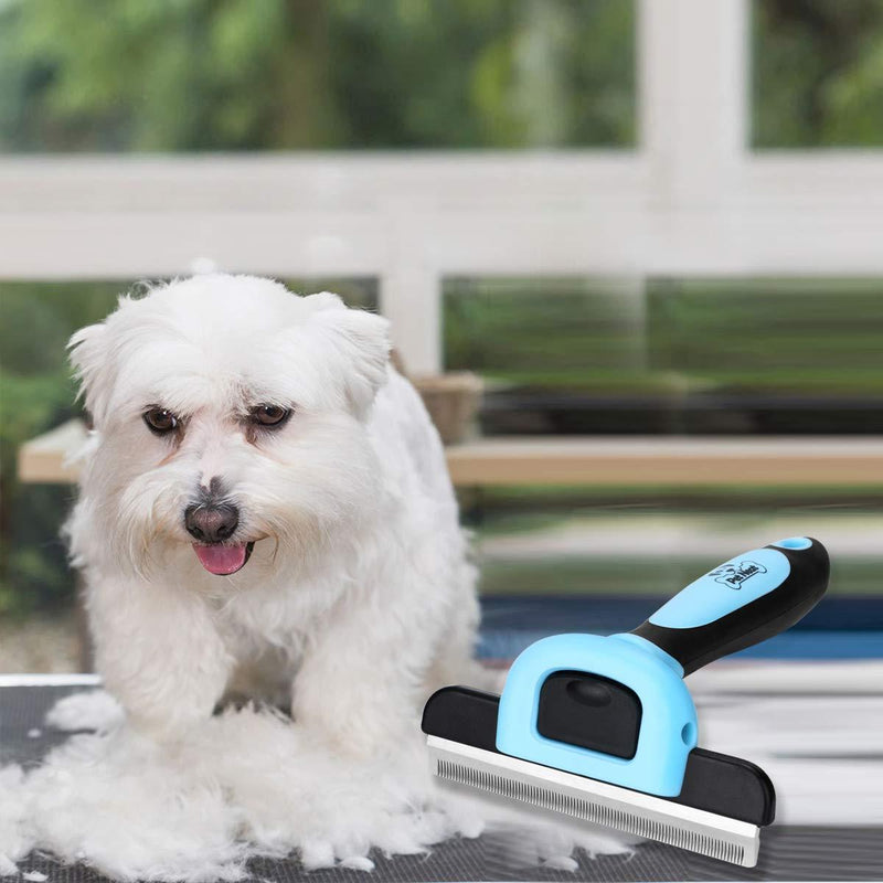 Pet Neat Pet Grooming Brush Effectively Reduces Shedding by Up to 95% Professional Deshedding Tool for Dogs and Cats Blue
