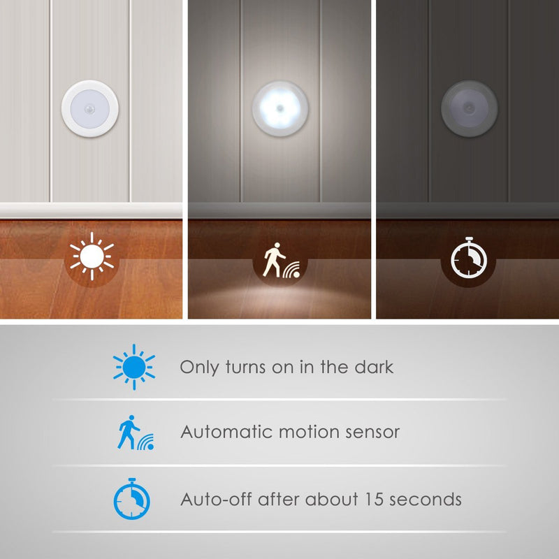 AMIR (Upgraded Version) Motion Sensor Light, Cordless Battery-Powered LED Night Light, Stick-Anywhere Closet Light Stair Lights, Wall Lights for Hallway, Bedroom, Kitchen (White - Pack of 6) White