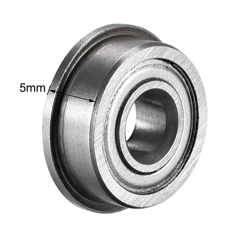 uxcell F605ZZ Flanged Ball Bearing 5x14x5mm Double Metal Shielded (GCr15) Chrome Steel Bearings 10pcs