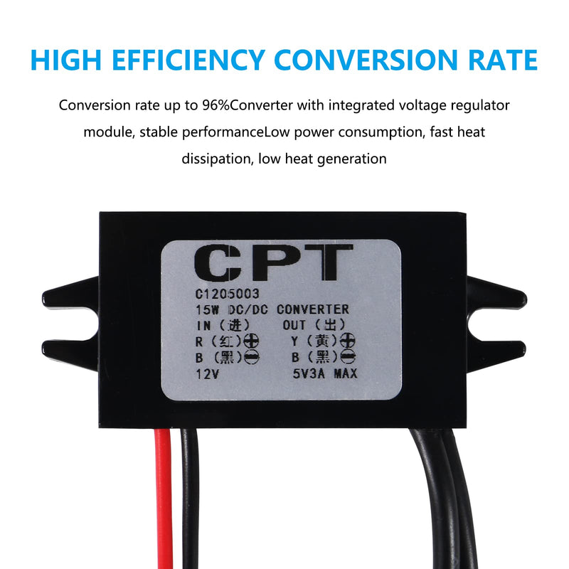 2PCS DC Converter 12V to 5V 3A 15W Dual USB Socket DC DC Buck Converter Adapter Step Down Module