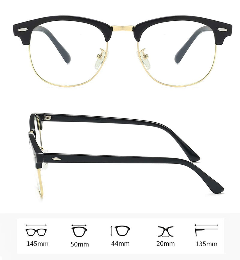 Tanlys 2 Pack Blue Light Blocking Glasses for Computer Eye Strain [Dry Eye & Sour Eye], Anti UV Reduce Headache Stylish 007-Black Clear gold