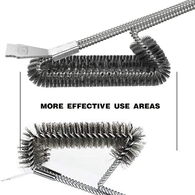 GRILLART Grill Brush and Scraper Best BBQ Brush for Grill, Safe 18" Stainless Steel Woven Wire 3 in 1 Bristles Grill Cleaning Brush