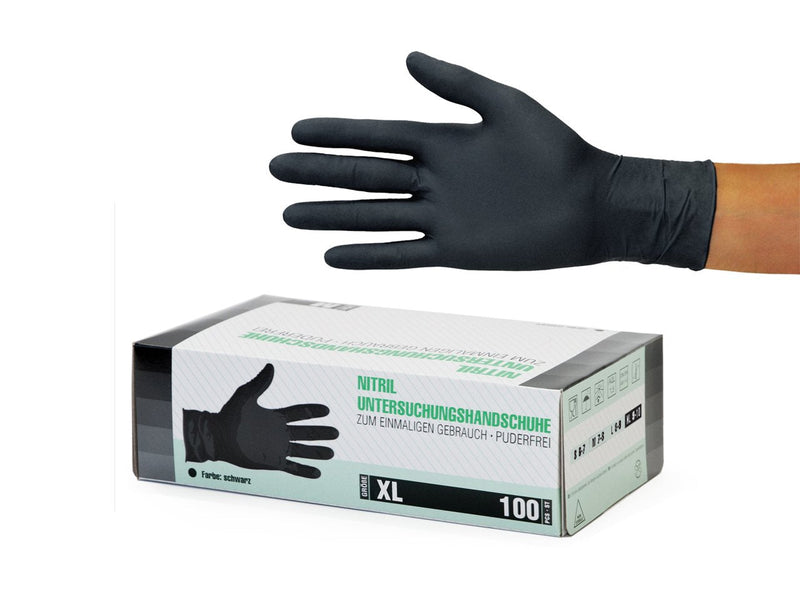 Nitrile gloves 100 pieces box (XL, black) disposable gloves, disposable gloves, examination gloves, nitrile gloves, powder-free, without latex, non-sterile, latex-free, disposable gloves, black