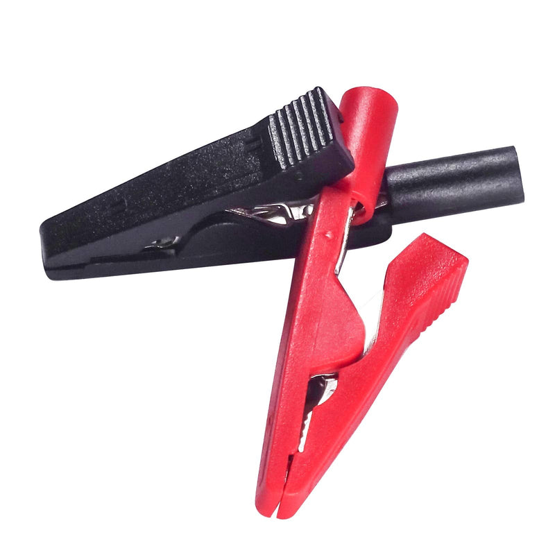 Peakelect can Connect 2mm Banana Jack Test Probe & 2mm Banana Plug 10pcs Full Insulated Safety Mini Test Alligator Clips Crocodile Clamps Jaws for Electrical Laboratory Measuring red Black