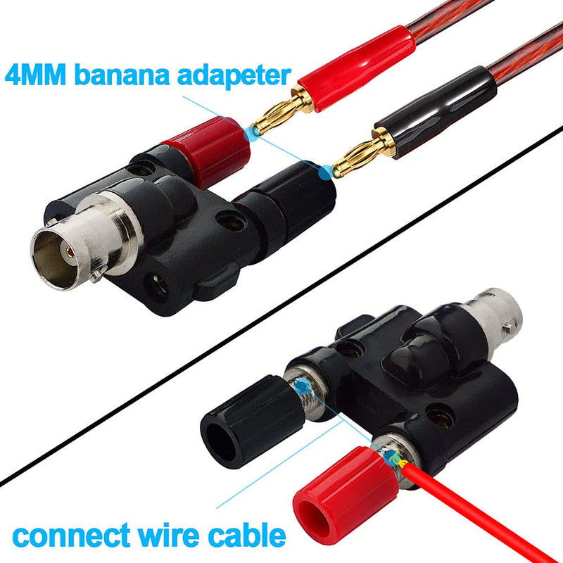 BNC Female to Dual Banana Female Socket Binding Post RF Coax Splitter Adapter Connector Pack of 2