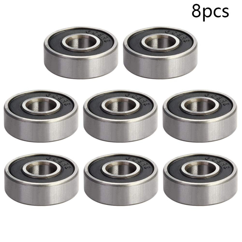 Othmro 8Pcs 608-2RS Deep Groove Ball Bearings, Double Rubber Sealed Bearings, High Carbon Steel Roller Guide Bearings 0.31x0.87x0.28inch for Scooters Skateboards Ship Rudder Shafts Dental Equipment 8*22*7mm