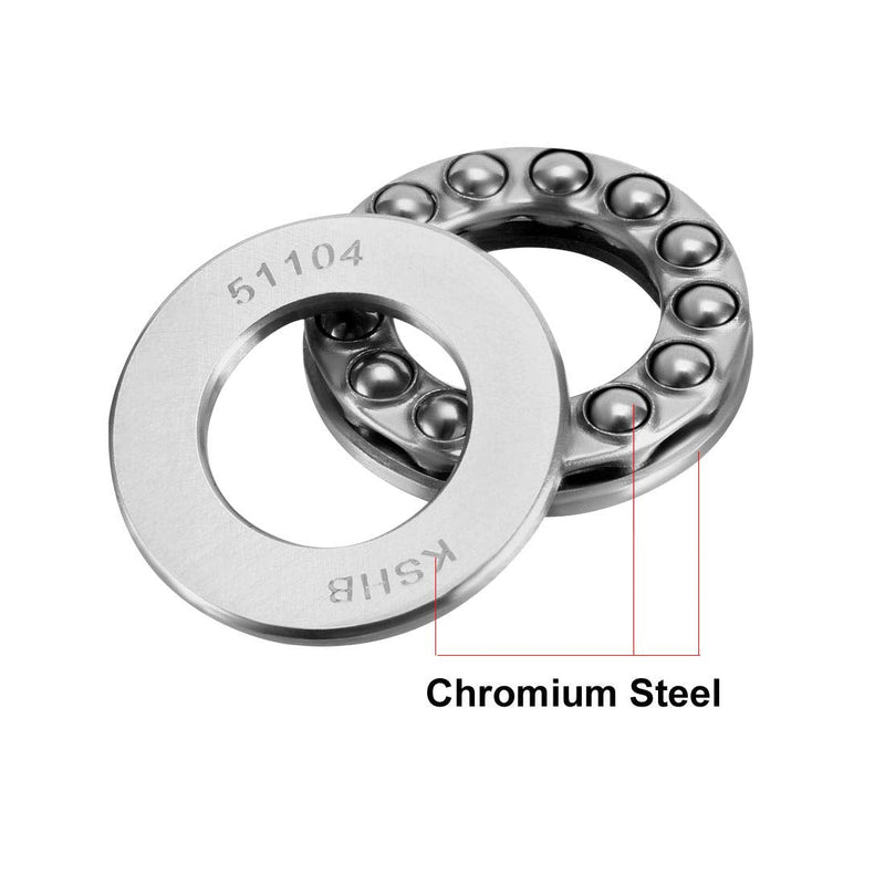 uxcell 51104 Thrust Ball Bearings 20mm x 35mm x 10mm Chrome Steel ABEC3 Single Row Roller 2pcs