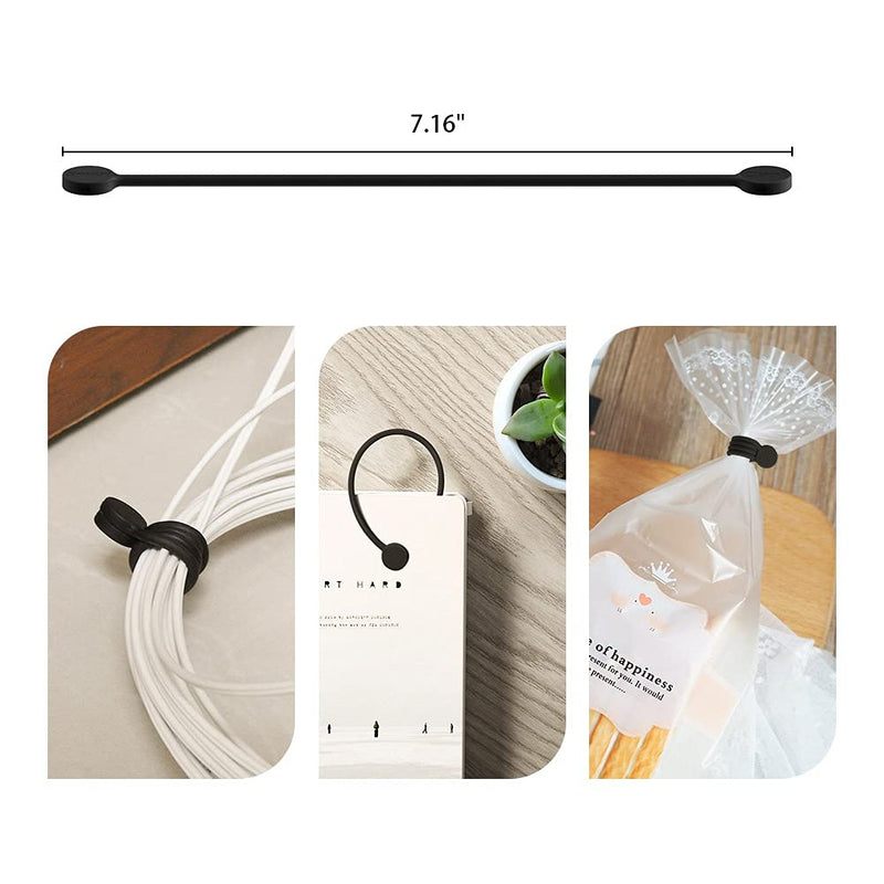 SMART&COOL Reusable Silicone Magnetic Cable Ties/Magnetic Twist Ties for Bundling and Organizing, Can Be Used in Many Ways or Just for Fun, 7.16'', 20Pack, Black