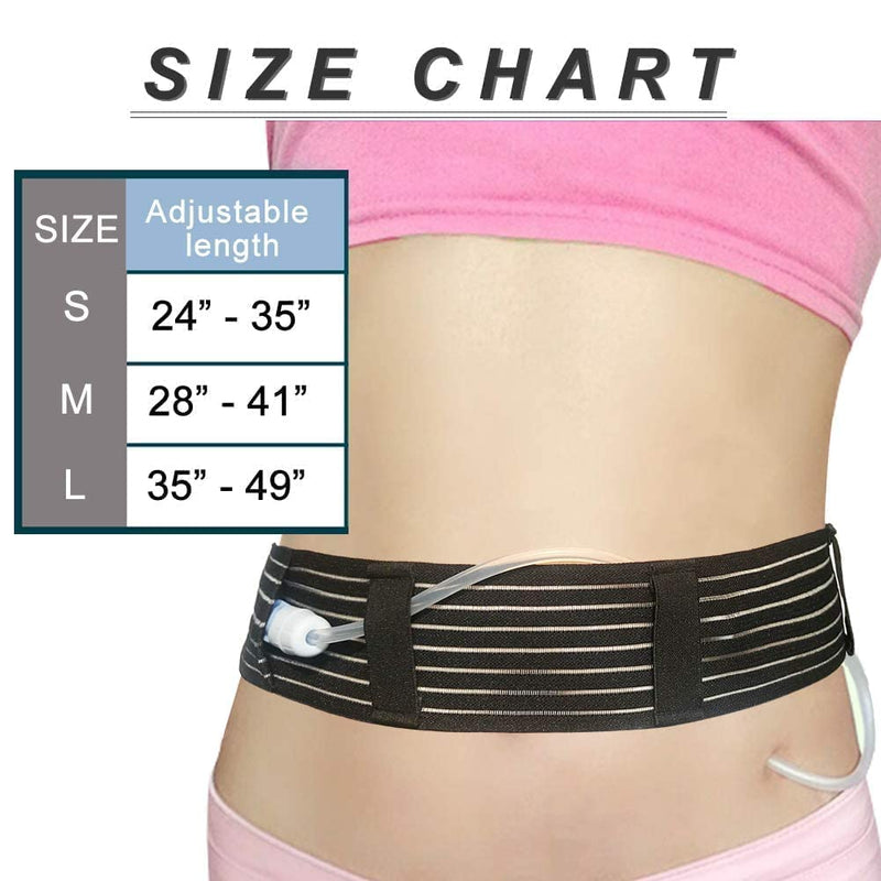 Peritoneal Dialysis Belt Breathable PD Catheter Belt Secure Peg Feeding Tube Holder Supplies for PD Dialysis Patient Men Women Large(35"-49") Black