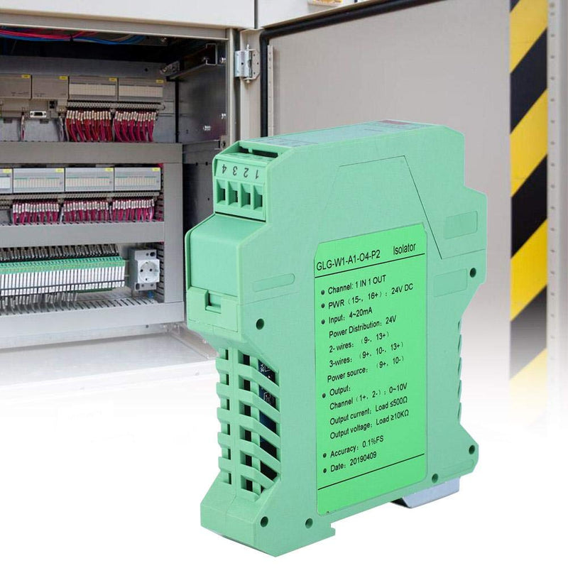 DC 24V Power Signal Isolator Transmitter 4-20mA PLC Detect Signal Conditioner, One In and One Out 4-20mA to 0-10V