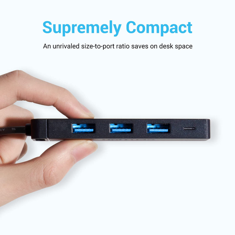 USB Hub VENTION 4-Port USB 3.0 Hub 1.5FT Ultra-Slim Data USB Splitter Charging Supported Compatible with MacBook, Laptop, Surface Pro, PS4, PC, Flash Drive, Mobile HDD