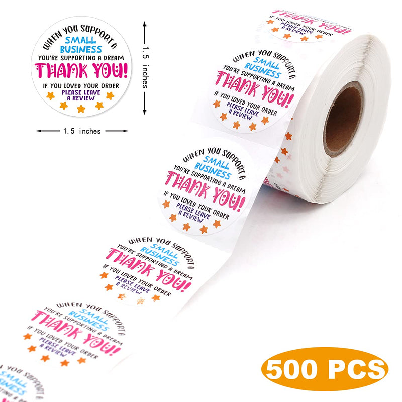 Muminglong 1.5 Inch Please Leave A Review Sticker,Thank You Sticker,Small Shop Sticker, Small Business, Handmade Sticker,Packaging Sticker, 500 PCS