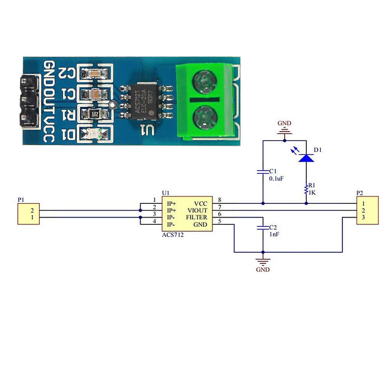 3PCS 20A Range Current Sensor ACS712 Module AC/DC for Arduino (20A)