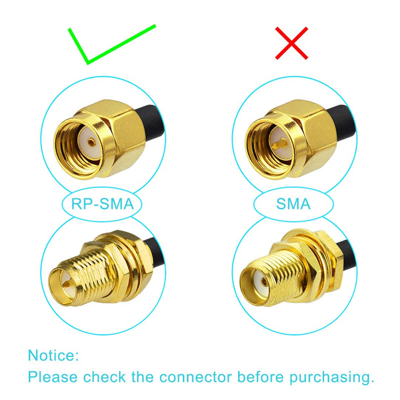 Bingfu RP-SMA Male to RP-SMA Female Bulkhead Mount RG174 WiFi Antenna Extension Coaxial Cable 1m / 3 feet (2-Pack) for WiFi Router Security Camera Wireless Mini PCI Express PCIE Network Card Adapter 2-Pack