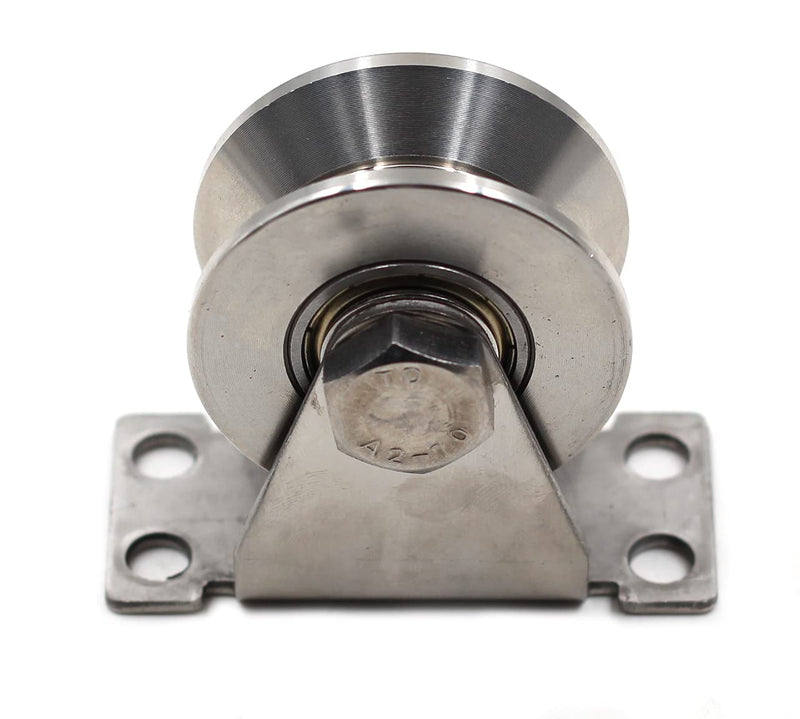 Chiloskit 304 Stainless Steel 2inch Sliding Gate Roller Wheel Bearings V Groove Pulley Wheels for Wheel Track Rail Sliding Sate with Bracket, Loading Capacity 660 lbs (2") 2"