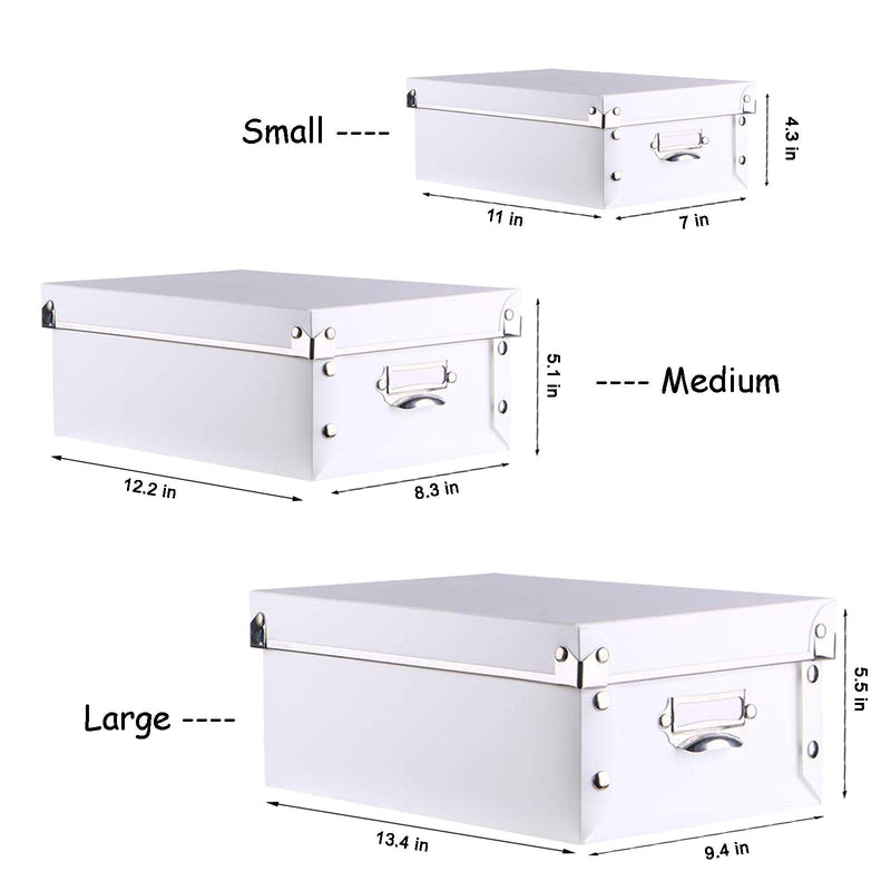 SEEKIND Decorative Storage Boxes with Lids,Water-Proof Storage Bins for Toys,Shoes,Clothes,Office … C-White