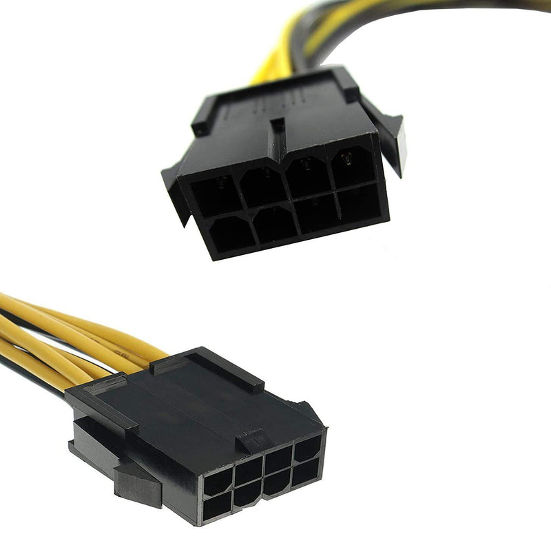 Qaoquda PCI Express Power Cable,8 Pin to Dual PCIe 8 Pin (6+2) Graphics Card PCI Express Power Adapter GPU VGA Y-Splitter Extension Cable Mining Video Card Power Cable (12 inches 2 Pack)
