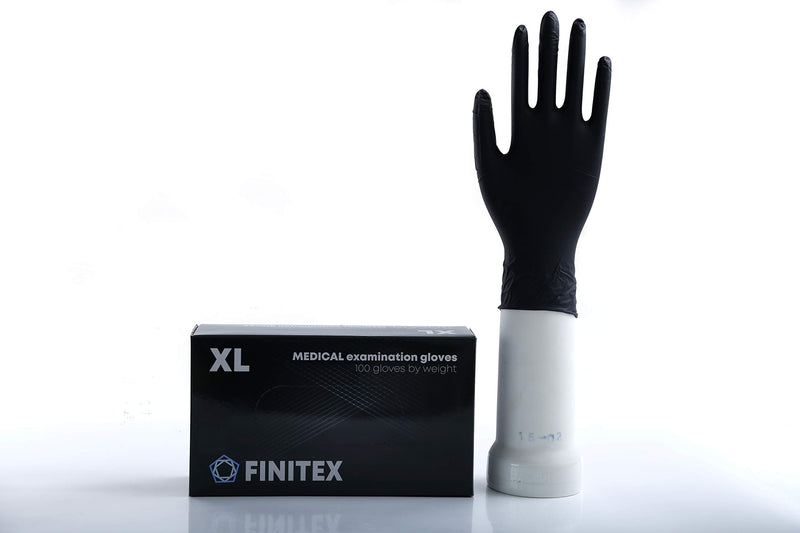 FINITEX - Black Nitrile Disposable Gloves, 5mil, Powder-free, Exam Gloves Latex-Free, 100 PCS (X-Large) X-Large (Pack of 100)