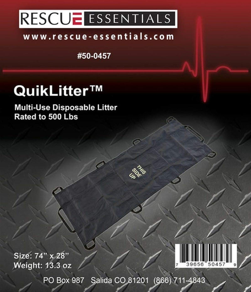 The Original Rescue Essentials Brand QuikLitter, Black Nylon Handles, Non-Woven Fabric, 500 Lb Rated, Low Cost, Disposable for Patient Transfer, Casualty Evacuation