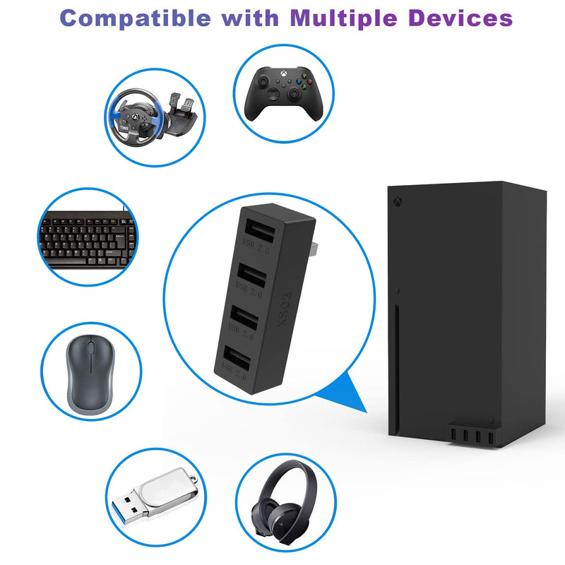 4 Ports USB Hub 2.0 for Xbox Series X, High Speed USB Hub Splitter Expansion Adapter Compatible with Xbox Series X Console
