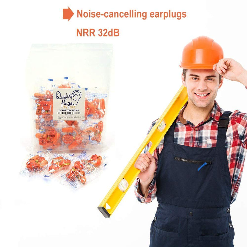 Foam Corded Ear Plugs 20 Pair - Soft NRR 32dB Noise Cancelling Sound Blocking Disposable Orange for Sleeping Snoring Studying Noise Hearing Protection Construction Shooting Sports Mowing Woodworking 40