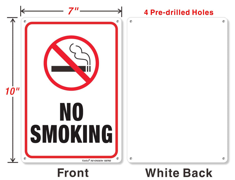 No Smoking Sign,4 Pack No Smoking Metal Reflective Signs - 10 x 7 Inches .040 Rust Free Heavy Duty Aluminum Sign - UV Printed with Professional Graphics - Easy to Mount - Indoor & Outdoor use