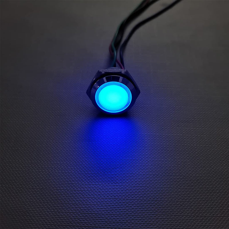GUUZI 4pcs 12V-24V RGB Triple (Red Green Blue) Metal LED Indicator Light 16mm Waterproof Signal Lamp with Cable Red/Blue/Green-16mm