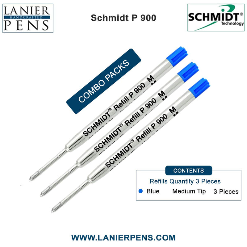 3 Pack - Ink Refill Blue Medium Schmidt P900 Parker Style Ballpoint Refill