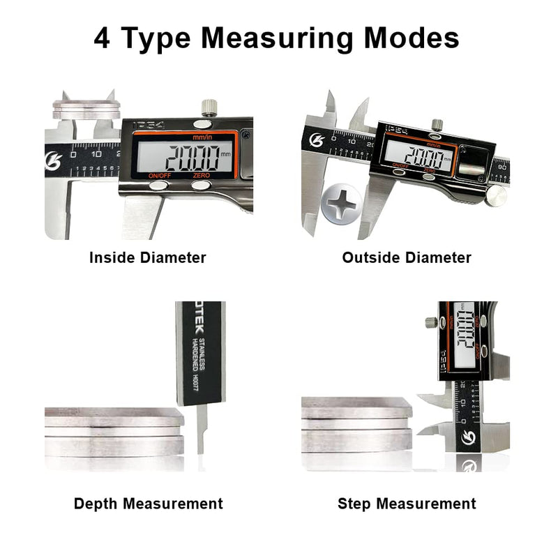 KETOTEK Digital Caliper Measuring Tool, IP54 Waterproof Stainless Steel Electronic Vernier Caliper 6 Inch/150mm Digital Micrometer with Large LCD Screen IP54 Stainless steel