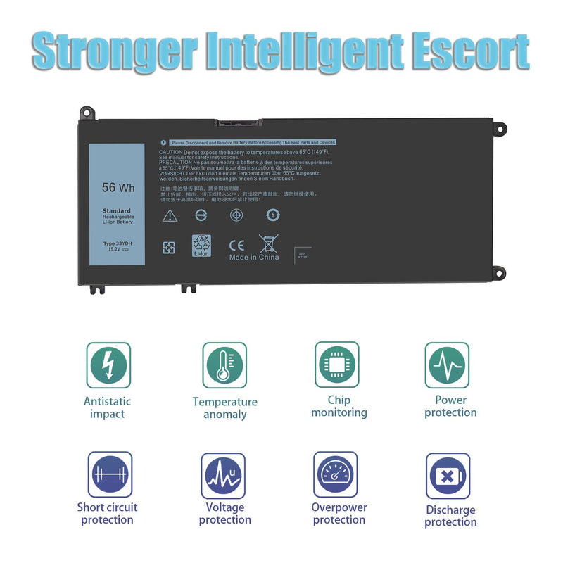 Bovekeey 56WH 33YDH Battery for Dell Inspiron 17 7000 7778 7779 7786 7773 15 7577 G3 3579 3779 G5 5587 G7 7588 Latitude 13 3380 14 3490 15 3590 3580 PVHT1 P30E 81PF3 081PF3