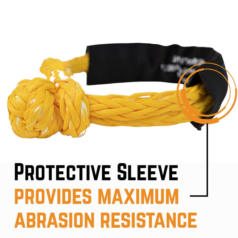 GearAmerica ATV/UTV Synthetic Soft Shackles 5/16” – 17,000 lbs MBS – for Off-Road ATV/UTV Recovery, Towing & More – Stronger Than Steel D Rings – Protective Sleeve & Storage Bag Included - Yellow Yellow - 5/16" - Single