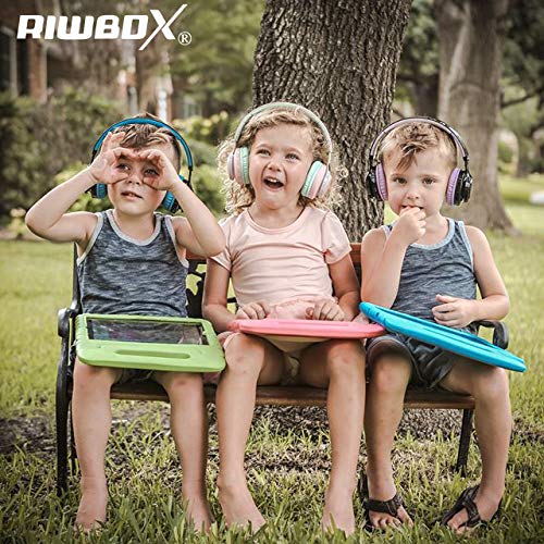 Bluetooth Headset, Riwbox AB005 Wireless Headphones 5.0 with Microphone Foldable Headphones with TF Card FM Radio and LED Light for Cellphones and All Bluetooth Enabled Devices (Black&Blue) Black, Blue